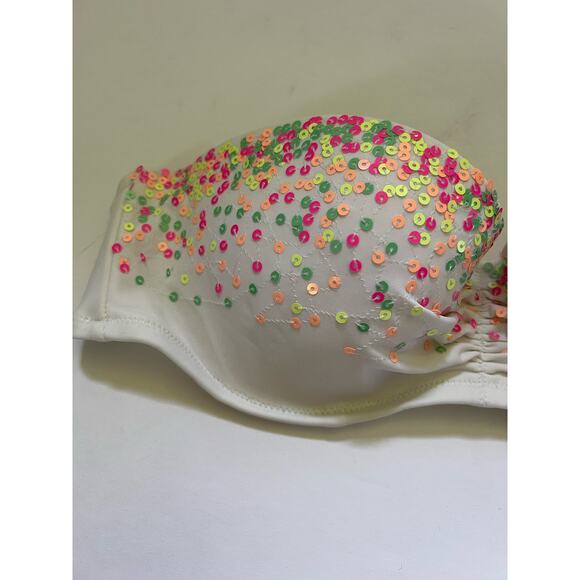 Victoria’s Secret Women's Sequin Underwire Bandeau Bikini Top Pink Size 34C - Picture 3 of 9